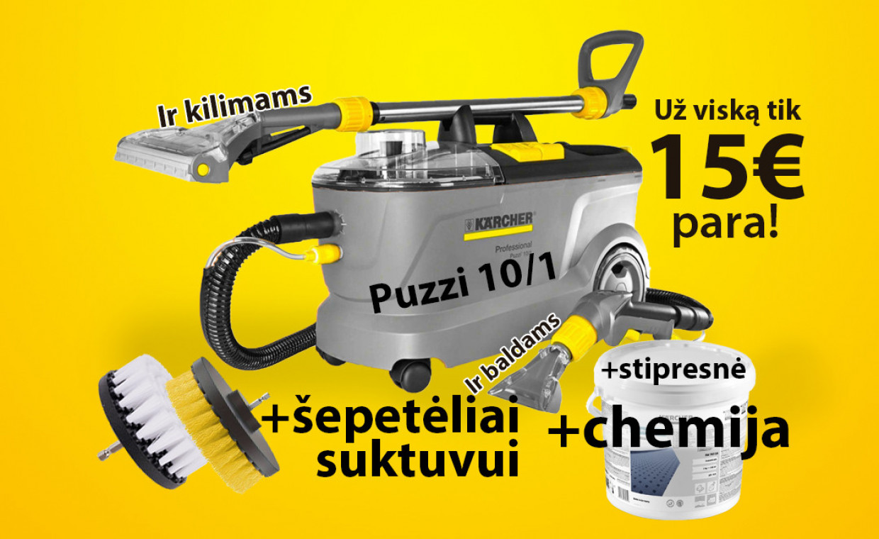 Carpet cleaners for rent, Karcher Puzzi 10/1 siurblys rent, Kaunas