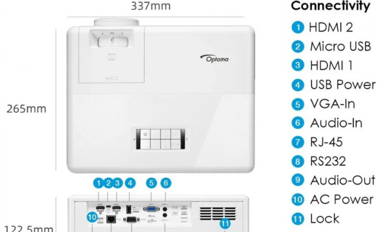 Projectors for rent, Optoma Laser 3D Projektorius  4000lm rent, Vilnius