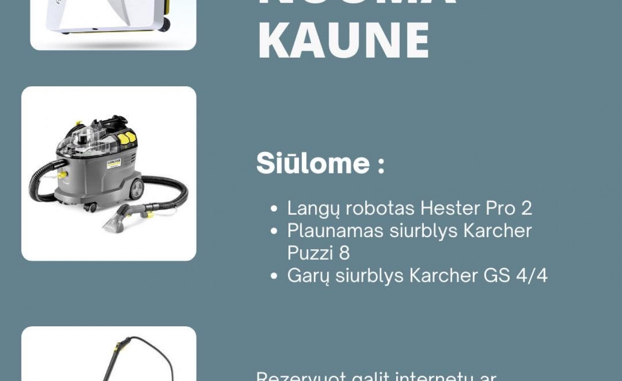 Carpet cleaners for rent, Plaunantis Karcher Puzzi 8/C Siurblys rent, Kaunas